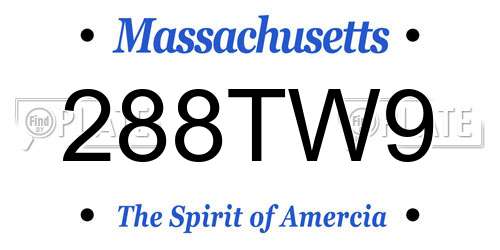 288TW9 Massachusetts License Plate