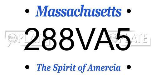 288VA5 Massachusetts License Plate
