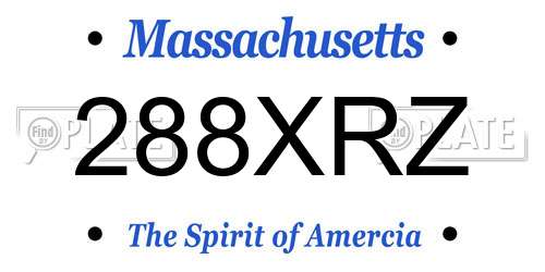 288XRZ Massachusetts License Plate