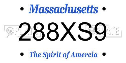 288XS9 Massachusetts License Plate