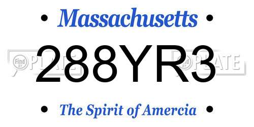 288YR3 Massachusetts License Plate
