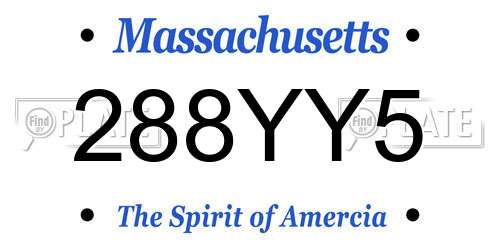 288YY5 Massachusetts License Plate