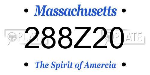 288Z20 Massachusetts License Plate