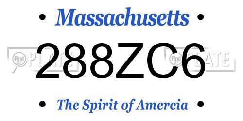 288ZC6 Massachusetts License Plate