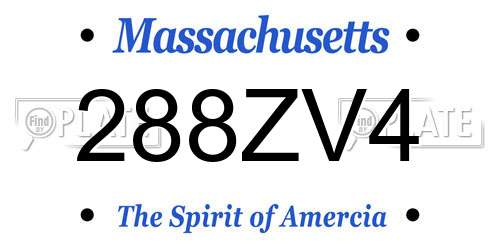 288ZV4 Massachusetts License Plate