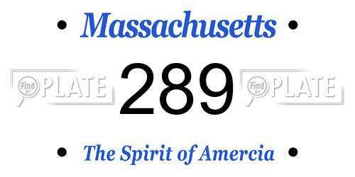 289 Massachusetts License Plate