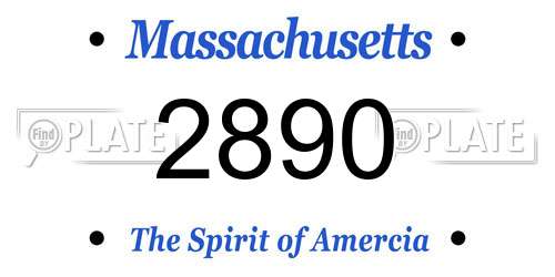 2890 Massachusetts License Plate