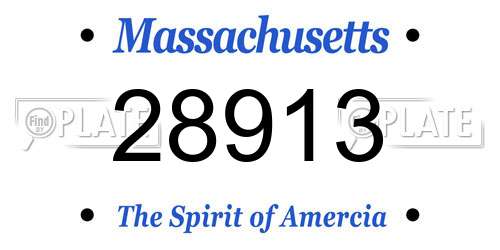 28913 Massachusetts License Plate