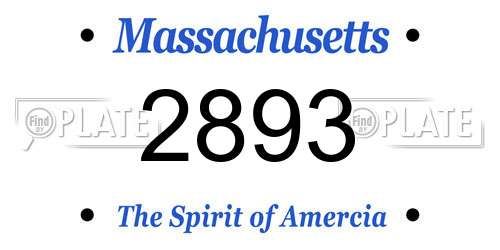2893 Massachusetts License Plate