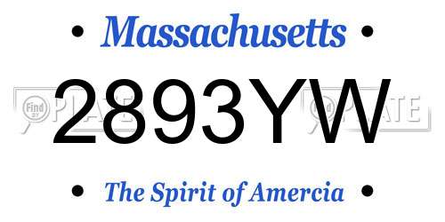 2893YW Massachusetts License Plate