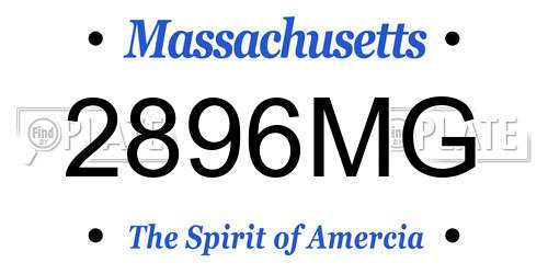 2896MG Massachusetts License Plate