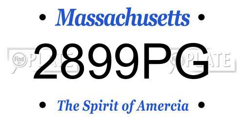 2899PG Massachusetts License Plate