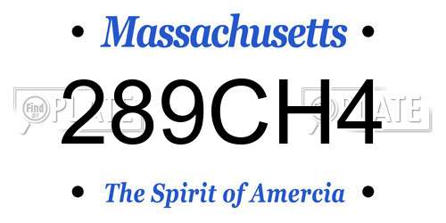 289CH4 Massachusetts License Plate