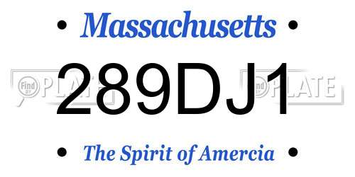 289DJ1 Massachusetts License Plate