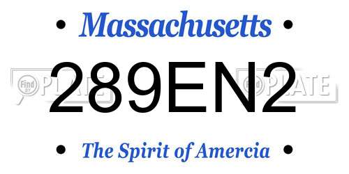 289EN2 Massachusetts License Plate