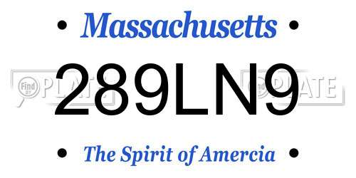 289LN9 Massachusetts License Plate
