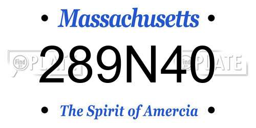 289N40 Massachusetts License Plate