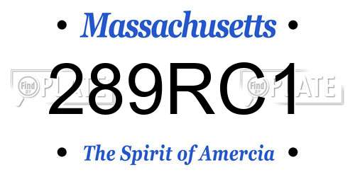 289RC1 Massachusetts License Plate