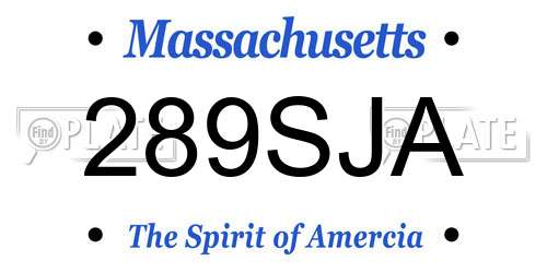 289SJA Massachusetts License Plate