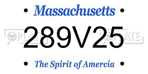289V25 Massachusetts License Plate