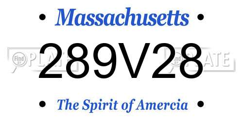 289V28 Massachusetts License Plate