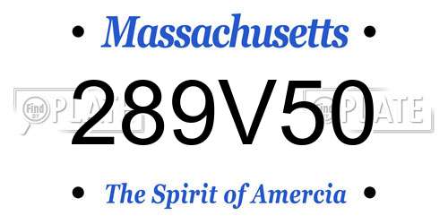 289V50 Massachusetts License Plate