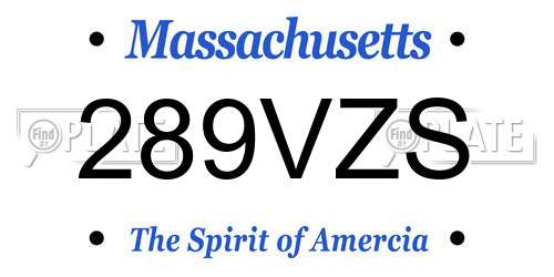 289VZS Massachusetts License Plate