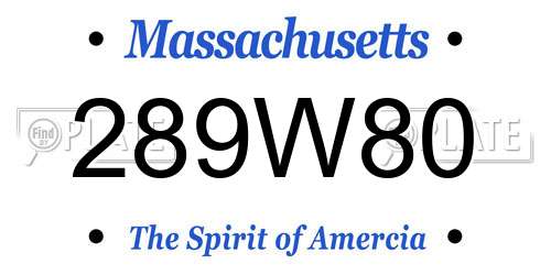 289W80 Massachusetts License Plate