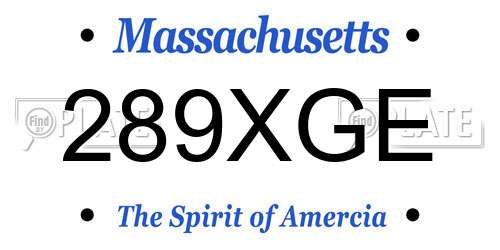 289XGE Massachusetts License Plate
