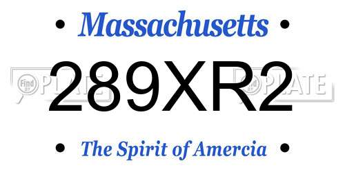 289XR2 Massachusetts License Plate