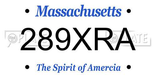 289XRA Massachusetts License Plate