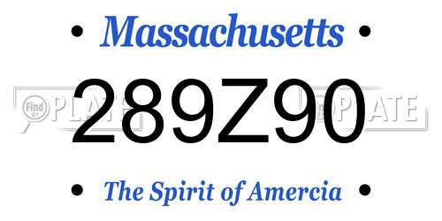289Z90 Massachusetts License Plate