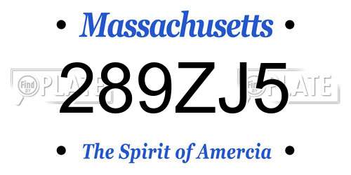 289ZJ5 Massachusetts License Plate