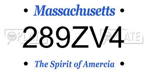289ZV4 Massachusetts License Plate
