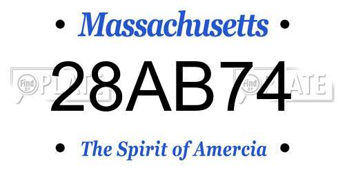 28AB74 Massachusetts License Plate