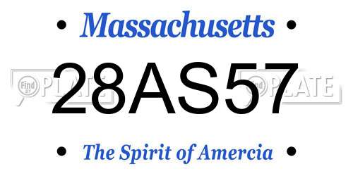 28AS57 Massachusetts License Plate