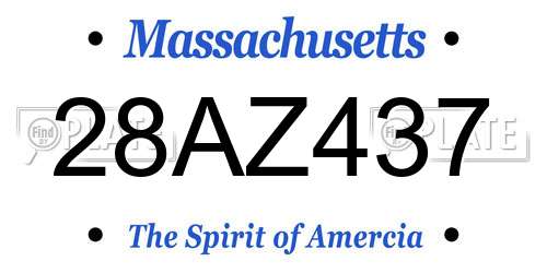 28AZ437 Massachusetts License Plate