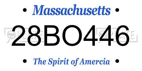28BO446 Massachusetts License Plate