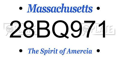 28BQ971 Massachusetts License Plate