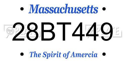 28BT449 Massachusetts License Plate