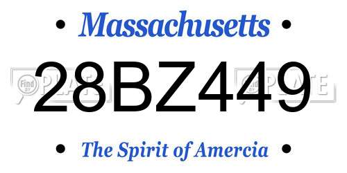 28BZ449 Massachusetts License Plate