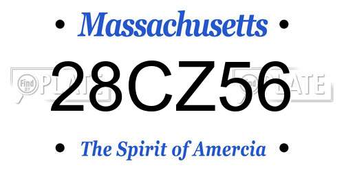 28CZ56 Massachusetts License Plate