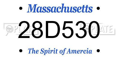 28D530 Massachusetts License Plate