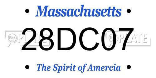 28DC07 Massachusetts License Plate