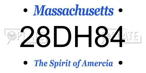 28DH84 Massachusetts License Plate