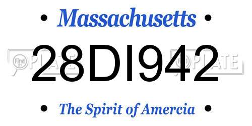 28DI942 Massachusetts License Plate