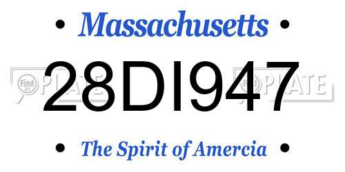 28DI947 Massachusetts License Plate