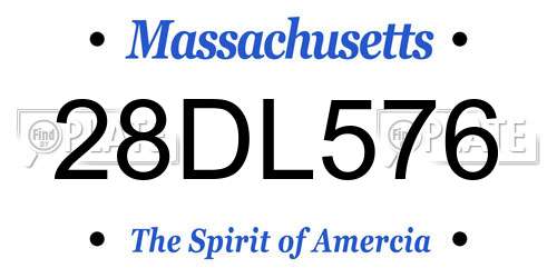 28DL576 Massachusetts License Plate