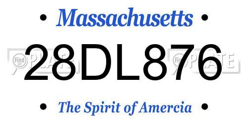 28DL876 Massachusetts License Plate