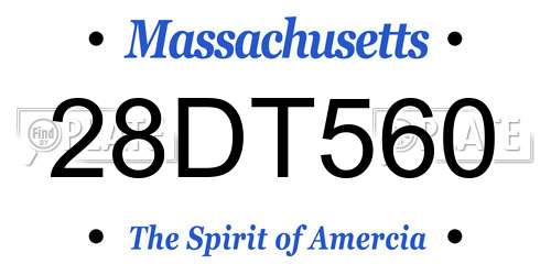 28DT560 Massachusetts License Plate